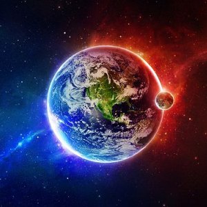recreaci&oacute;n de la Tierra y la Luna en el espacio - Erickrak
